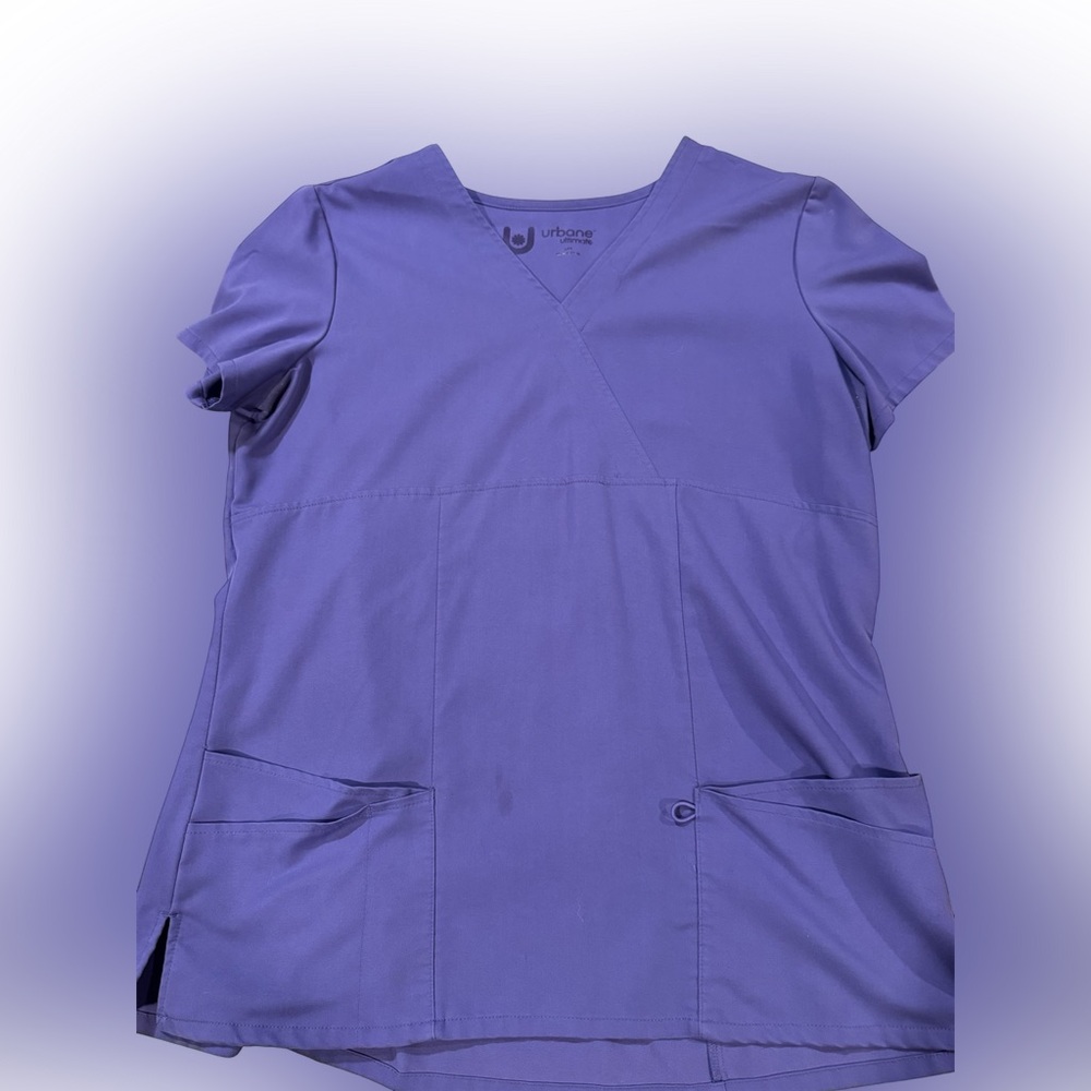 LG Lavender V-Neck Scrub Tunic with Patch Pockets